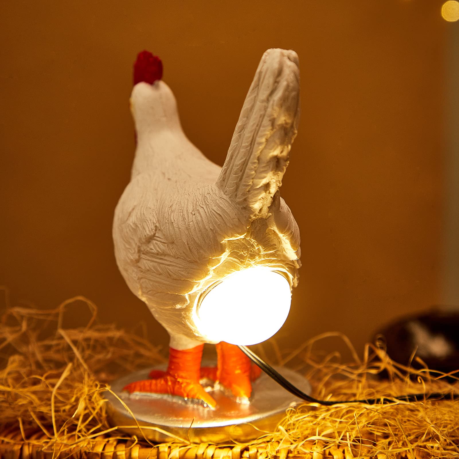 Oriamde Chicken Egg Lamp Funny Lifelike Resin Night Light - The